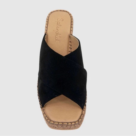 Splendid Britt Espadrille Platform Wedge Slide Sandal In Black size 10 NWOT - Picture 2 of 5